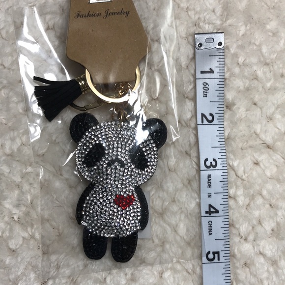 Rhinestone Panda Puffy Purse Charm Keychain - Picture 5 of 5